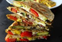 Grilled Veggie Quesadillas with Goat Cheese and Basil Pesto