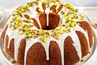 Moist Pistachio Bundt Cake with Glazed Pistachio Drizzle