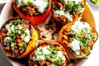 Mediterranean Stuffed Peppers with Ground Turkey and Feta