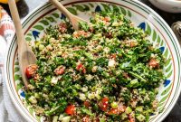 Kale and Quinoa Tabbouleh Salad with Lemon Herb Dressing