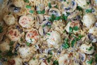 Creamy Mushroom Orzo with Juicy Chicken Meatballs