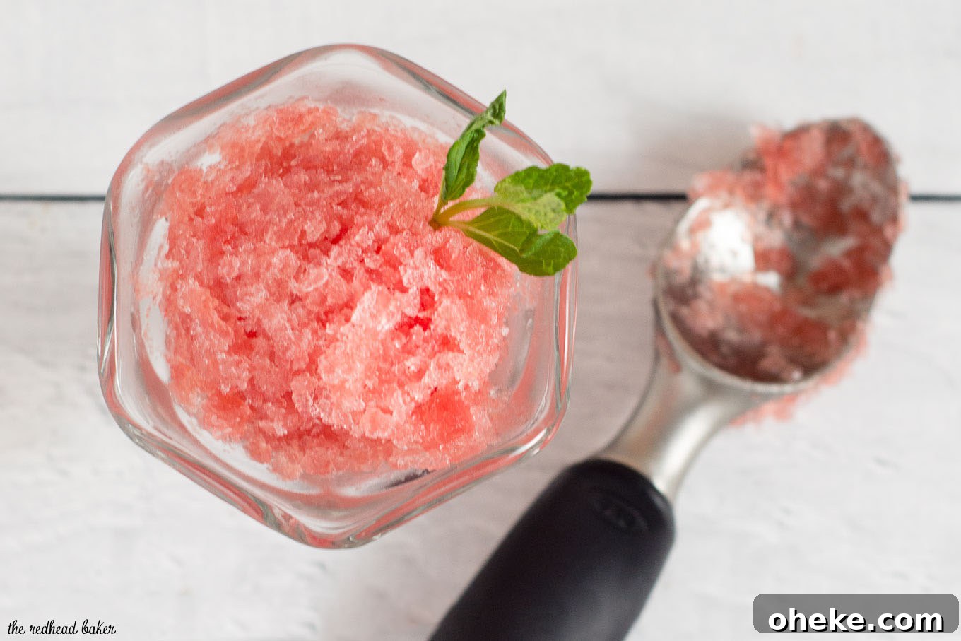 Granita is a Sicilian dessert made from crushed ice and flavoring. This watermelon mint granita is light and refreshing, perfect for a summer day! 