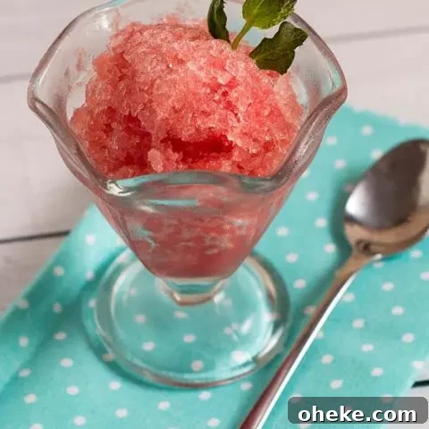 Granita is a Sicilian dessert made from crushed ice and flavoring. This watermelon mint granita is light and refreshing, perfect for a summer day! 