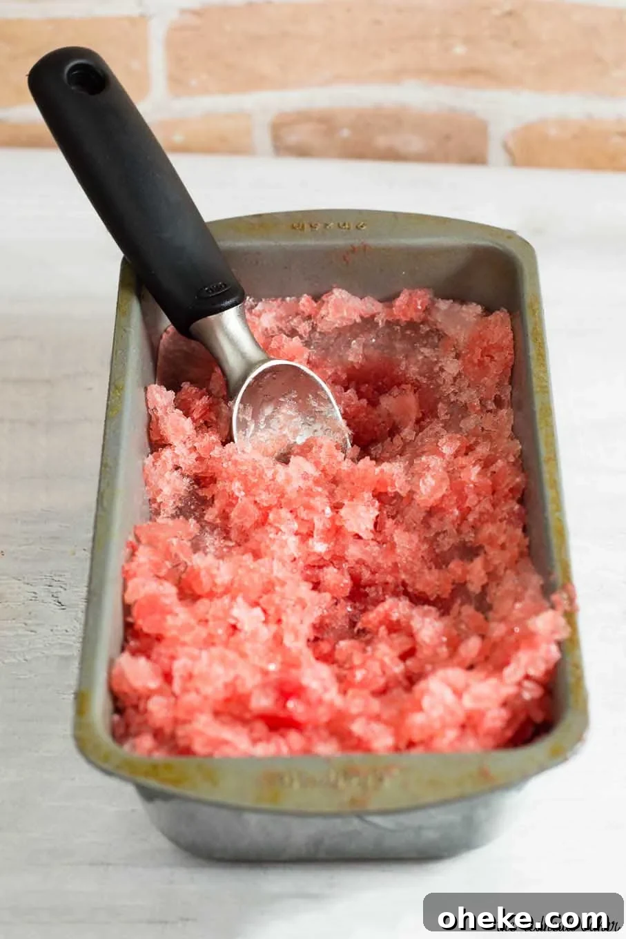Granita is a Sicilian dessert made from crushed ice and flavoring. This watermelon mint granita is light and refreshing, perfect for a summer day! 