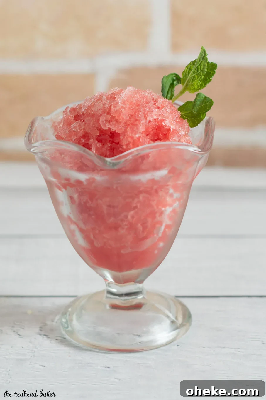 Granita is a Sicilian dessert made from crushed ice and flavoring. This watermelon mint granita is light and refreshing, perfect for a summer day! 