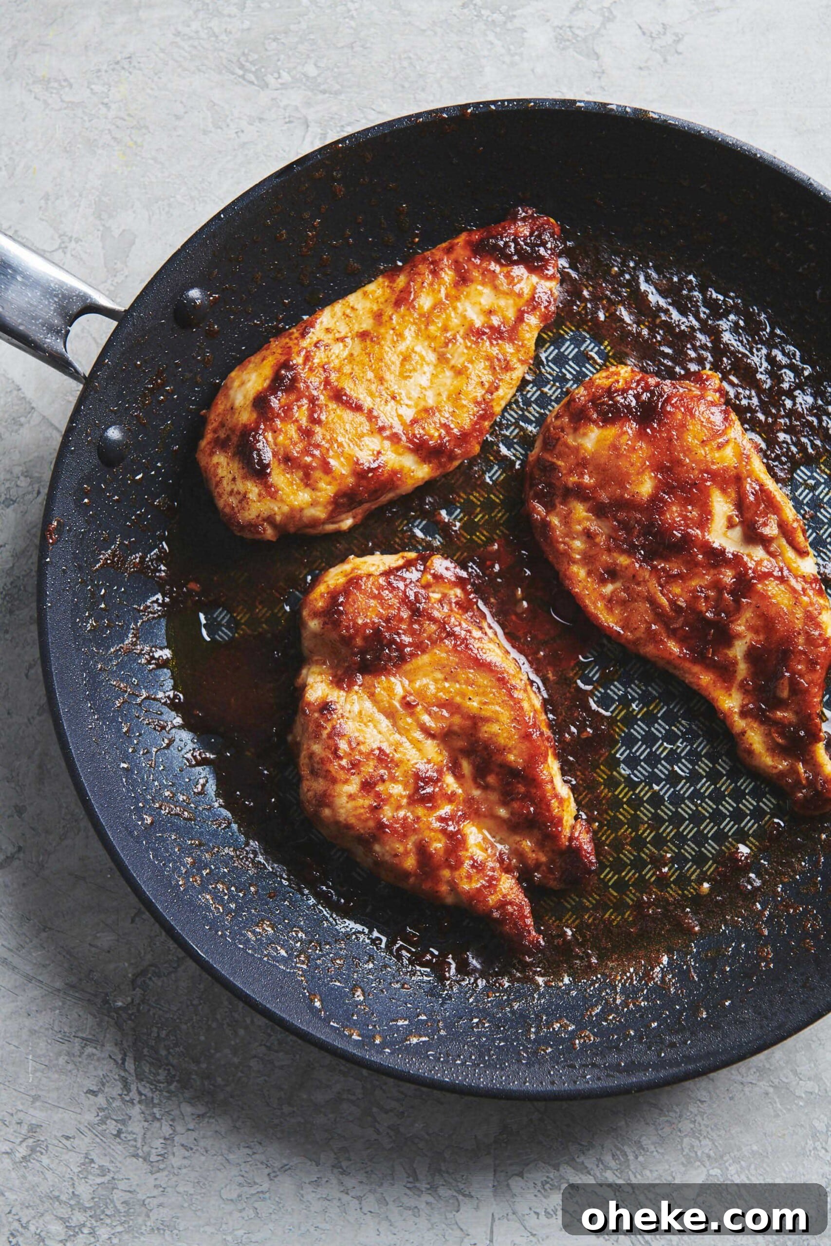 How to Flour Chicken Cutlets for Perfect Crispy Coating 8 Honey Garlic Chicken in skillet.