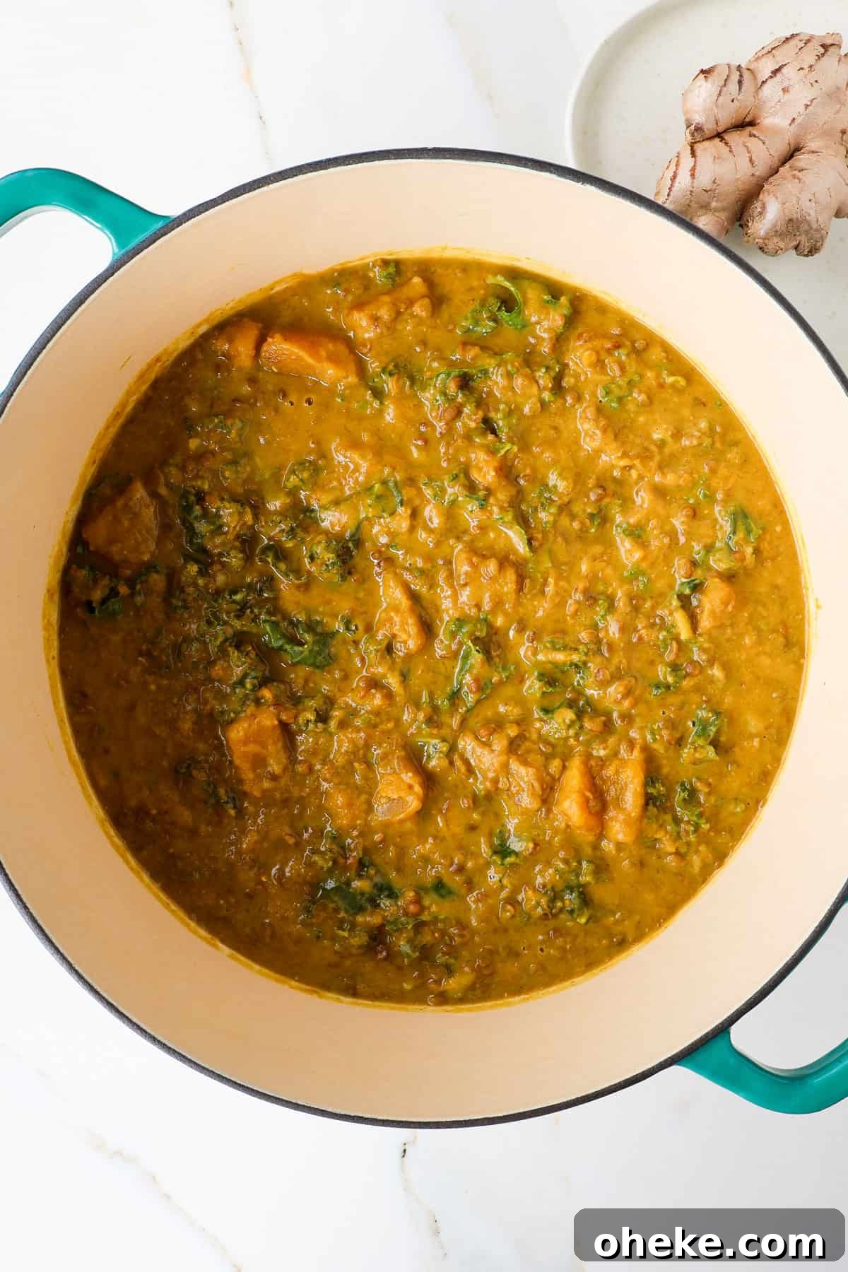 Curried Butternut Squash and Lentil Soup Recipe 9 Large pot of butternut squash and lentil soup.