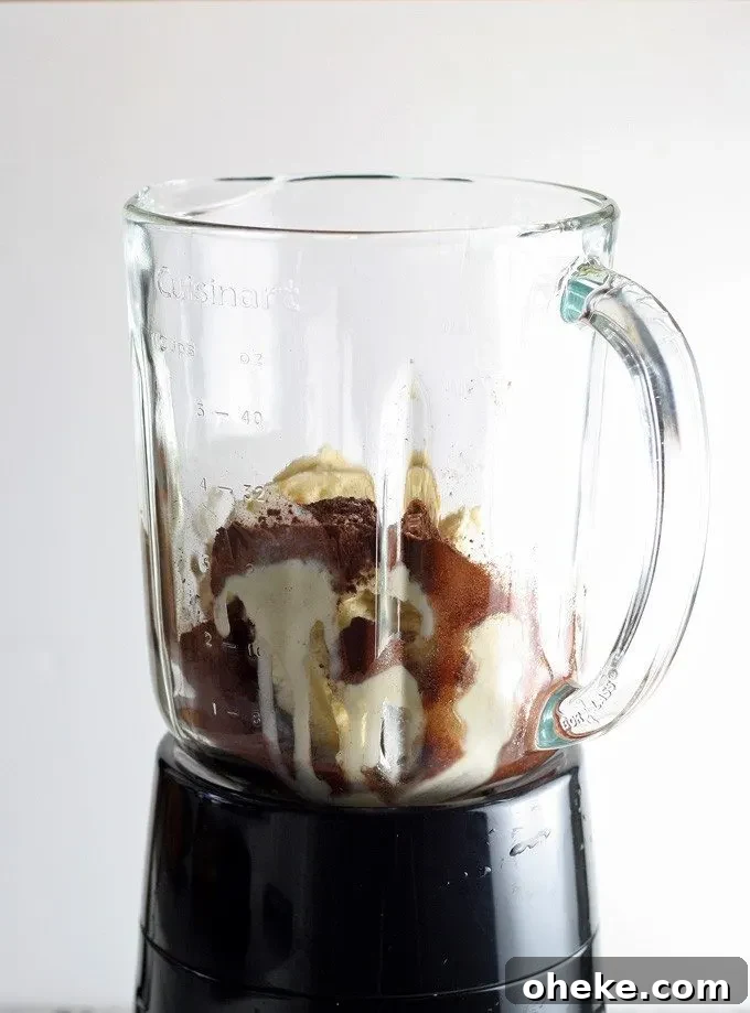 milkshake ingredients in a blender