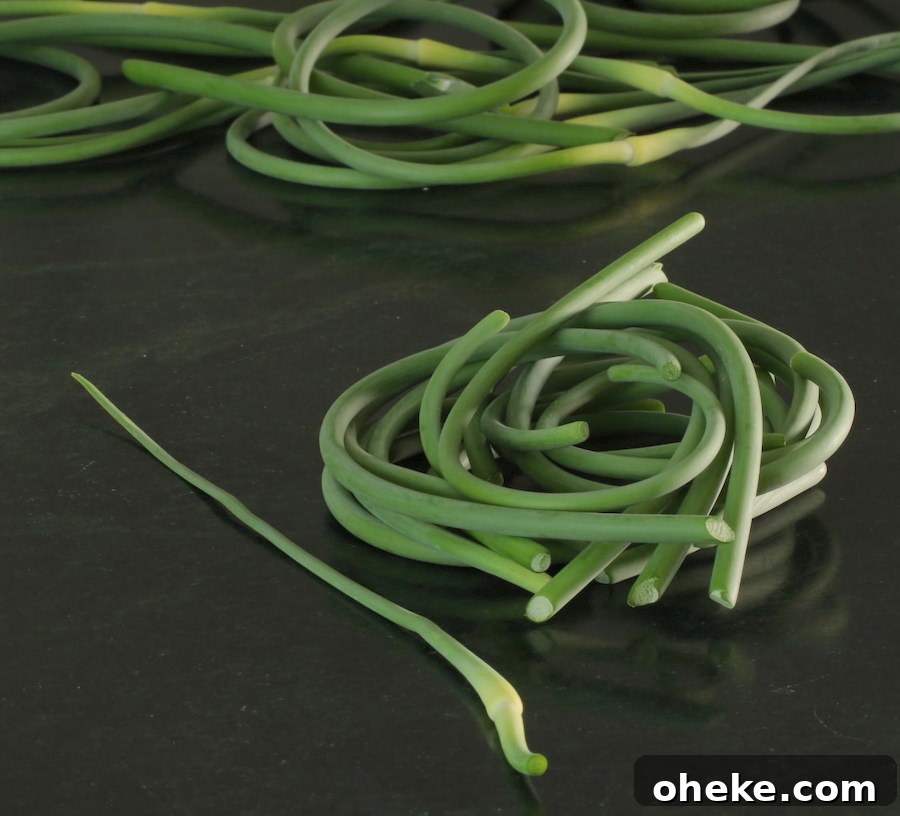 Fresh garden scapes with tips cut off