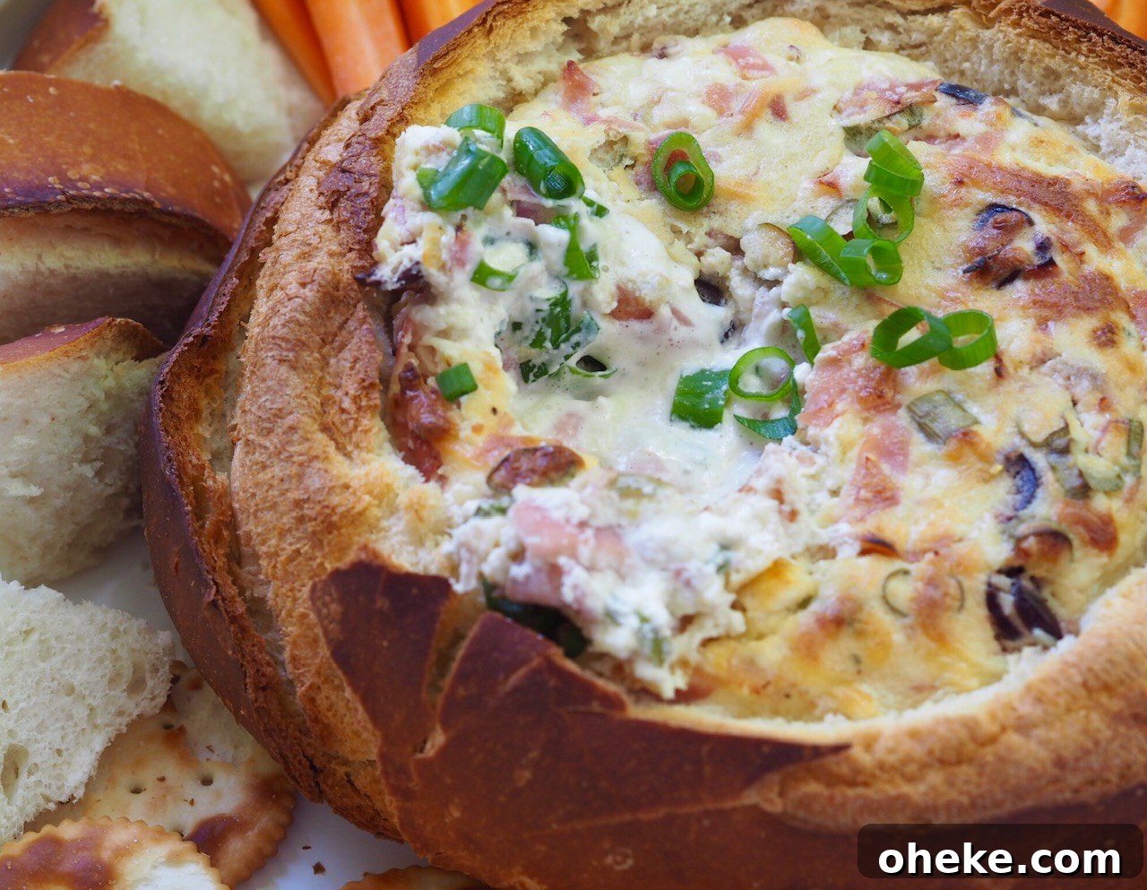Delicious Ham and Cheese Cobb Loaf Dip
