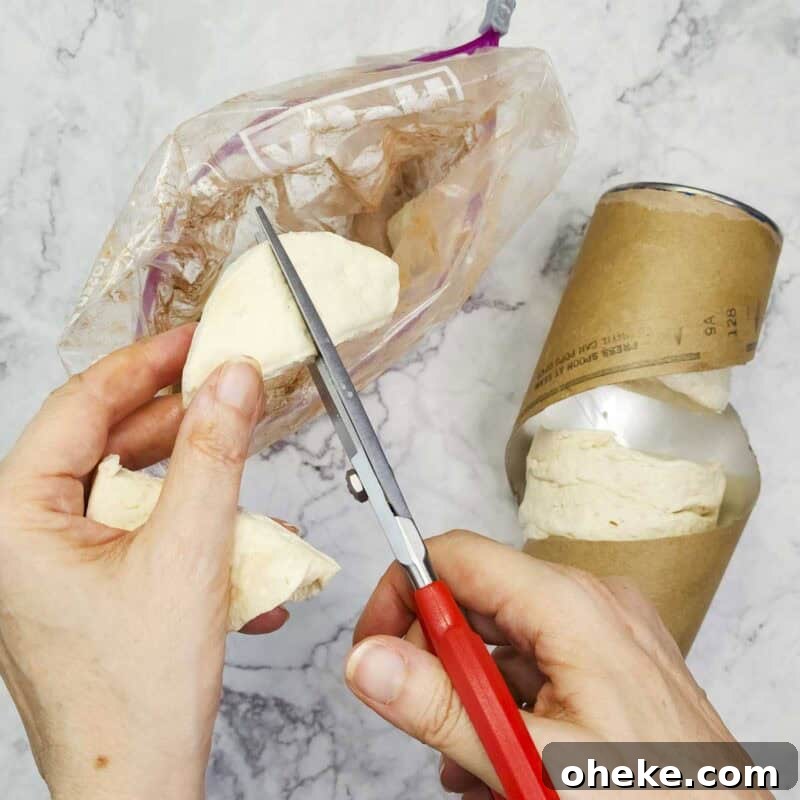 Chocolate Pretzel Biscuit Monkey Bread Recipe 5 Cut biscuits into quarters and add to the bag to coat.