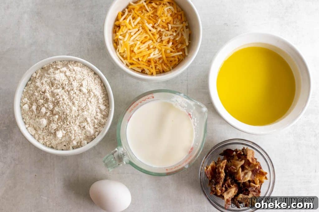 Savory Cheese & Bacon Breakfast Muffins That Impress 4 ingredients in bowls