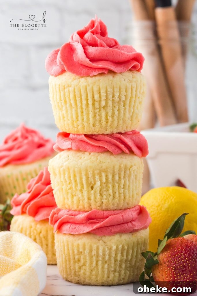 Strawberry Lemon Cupcake Recipe with Zesty Cream Cheese Frosting 12 These easy strawberry lemon cupcakes are moist, fluffy, zingy, and topped with an incredible strawberry frosting.