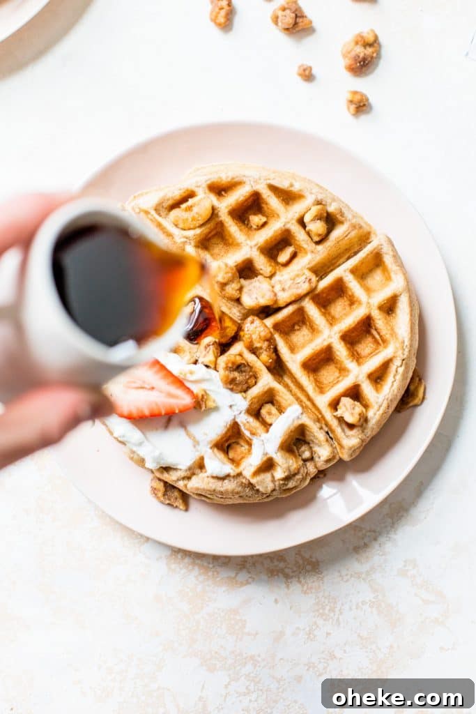 Healthy Whole Wheat Waffles | thealmondeater.com