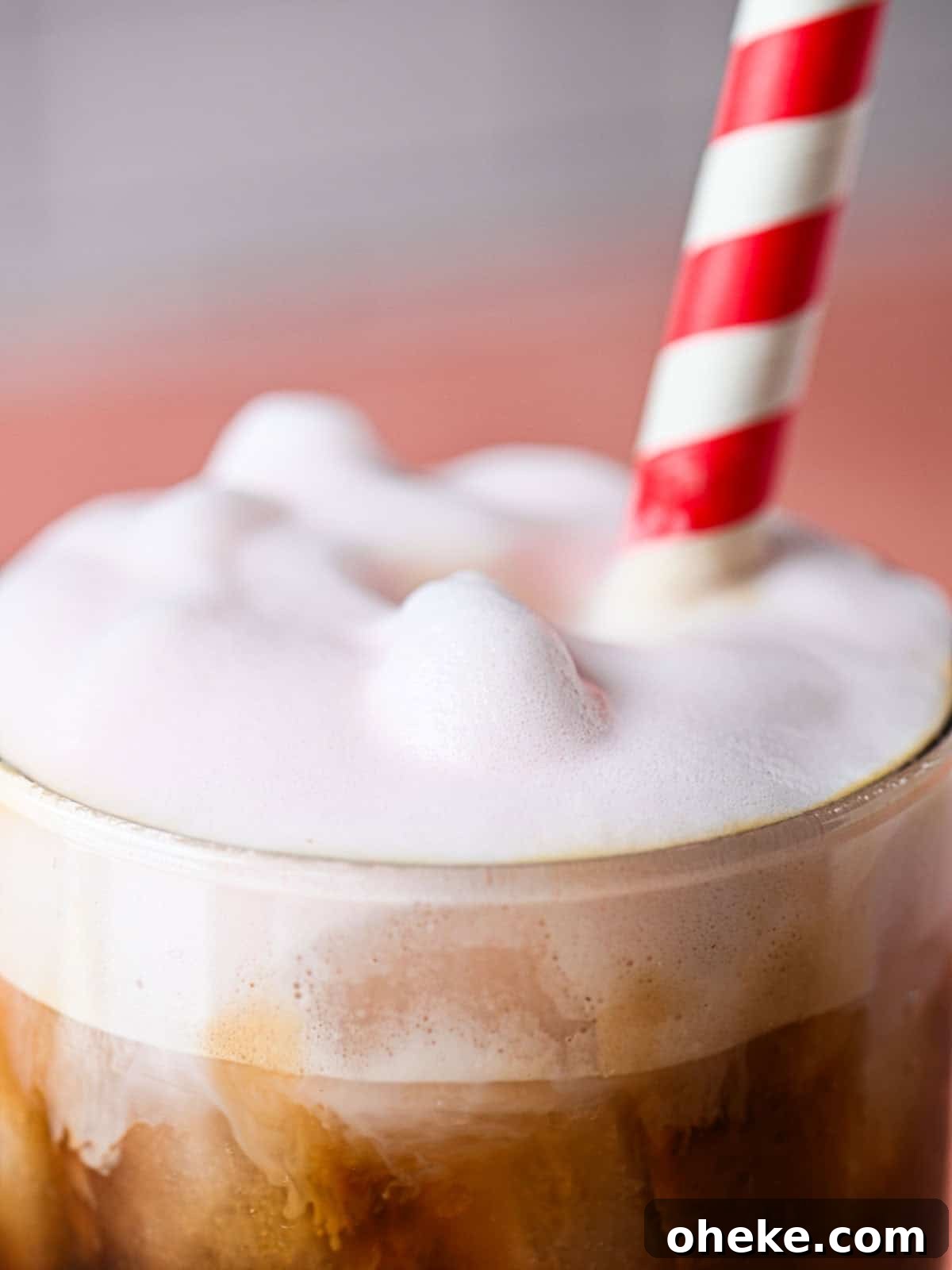 Cherry Americola: Refreshing Cherry-Flavored Coffee Drink 6 Close-up of cherry cold foam.