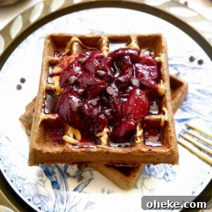 Gluten-Free Chocolate Cherry Waffles — Paleo Recipe 8 Cherry Chocolate Waffles with Cherry Compote {Paleo, GF} | Perchance to Cook