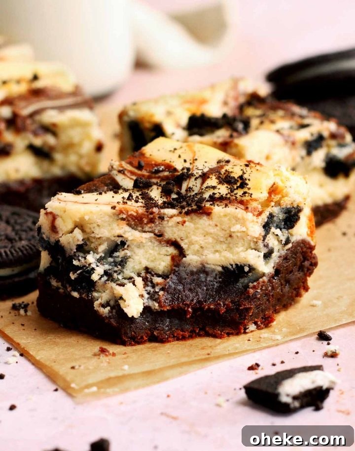 oreo cheesecake brownies with bite