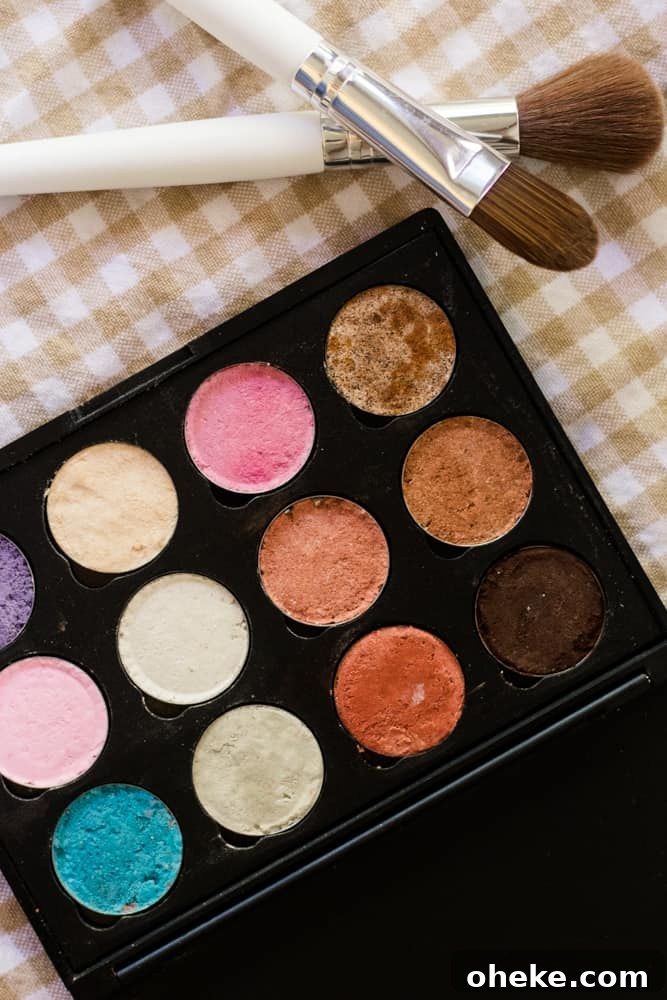 How to Make Natural Homemade Eyeshadow at Home 2 Homemade eyeshadow palette with multiple colors.