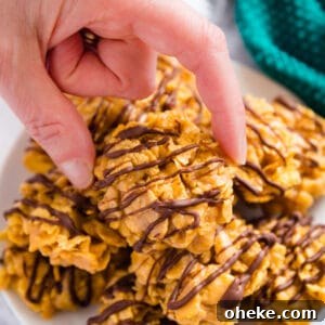 No-Bake Peanut Butter Cookies: Quick, Chewy Recipe 6 These Peanut Butter No Bake Cookies have just the right amount of crunch while also being chewy- they're a hit with both kids and adults without all the hassle of having to bake them!