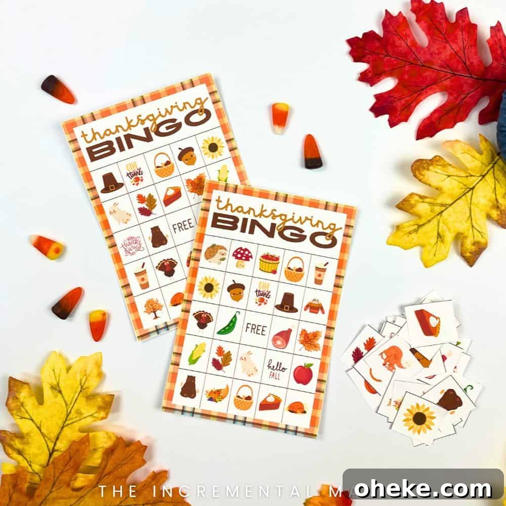 24 unique thanksgivng bingo cards