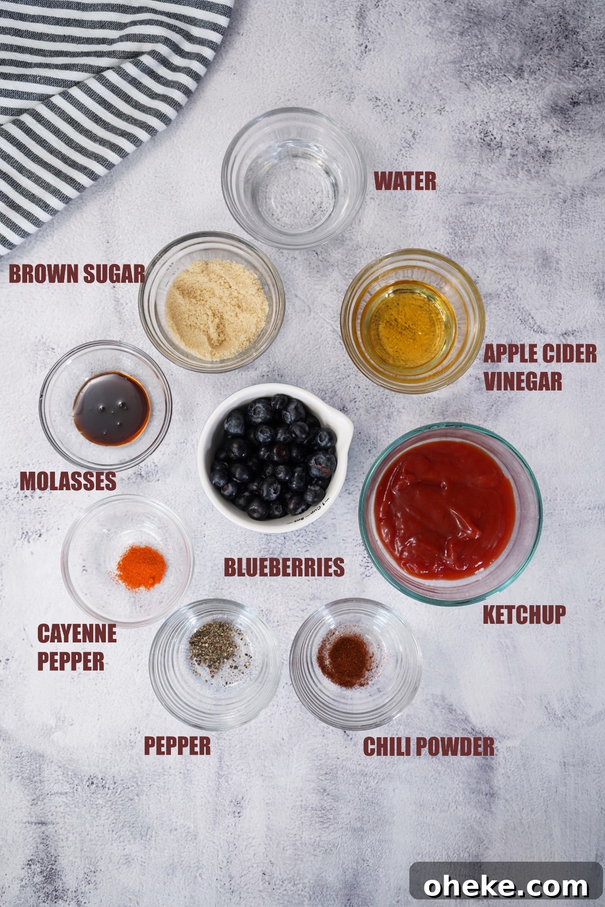 Tangy Blueberry BBQ Sauce Recipe for Grilling & Glazing 5 Blueberry BBQ Sauce labeled ingredients
