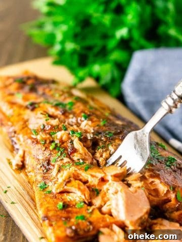 Maple-Chipotle Grilled Salmon on a wood plank