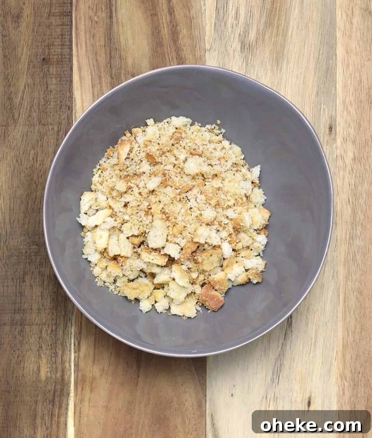 Bowl filled with breadcrumbs.