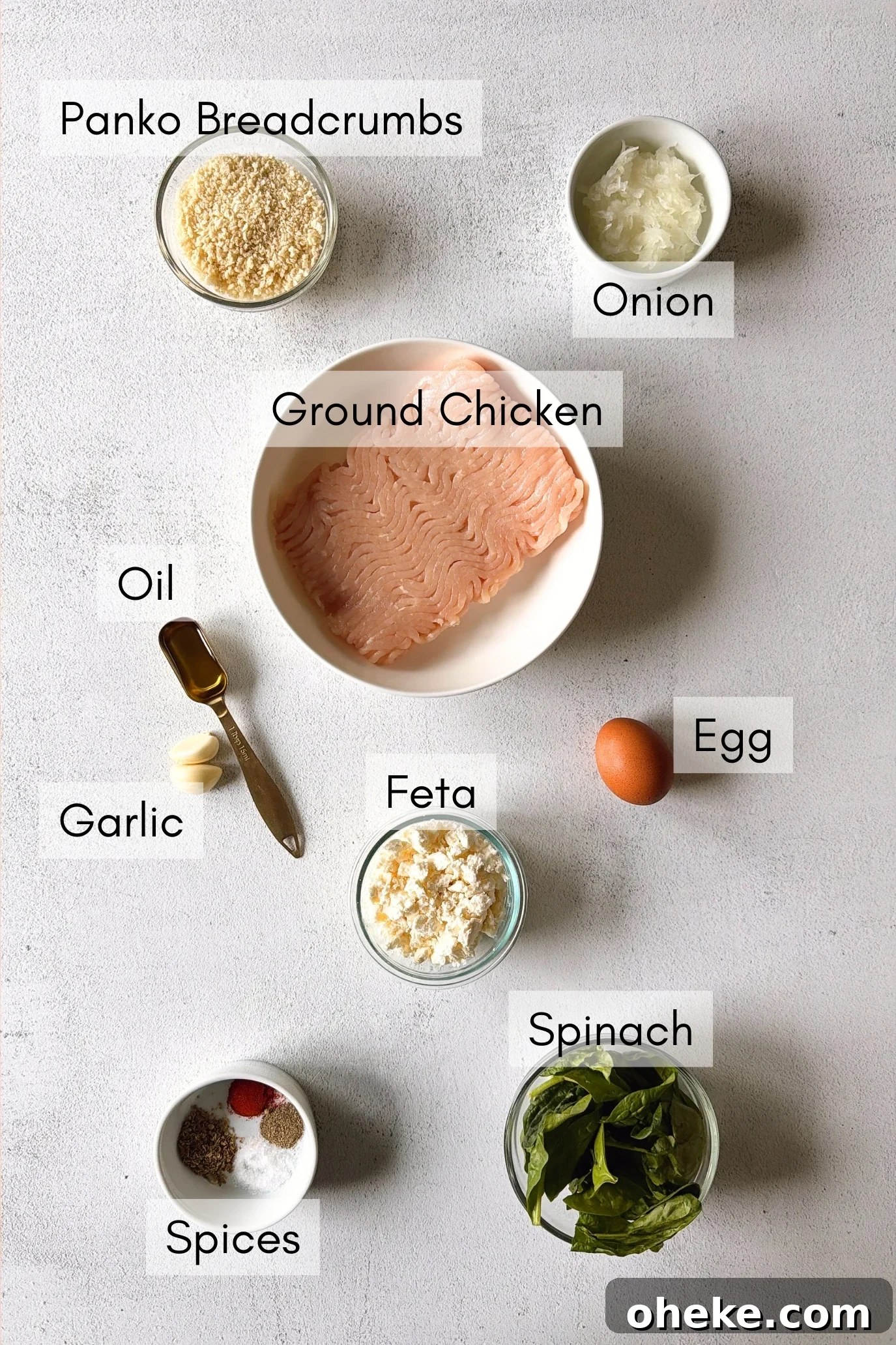 Greek-Style Chicken and Feta Meatballs with Lemon Herb Sauce 3 Ingredients to make chicken feta meatballs.