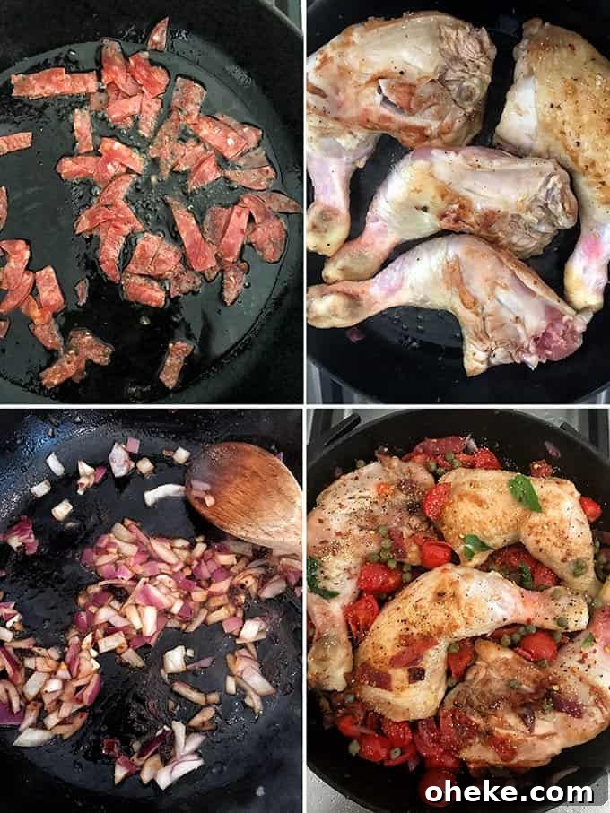 Skillet pizza chicken step by step
