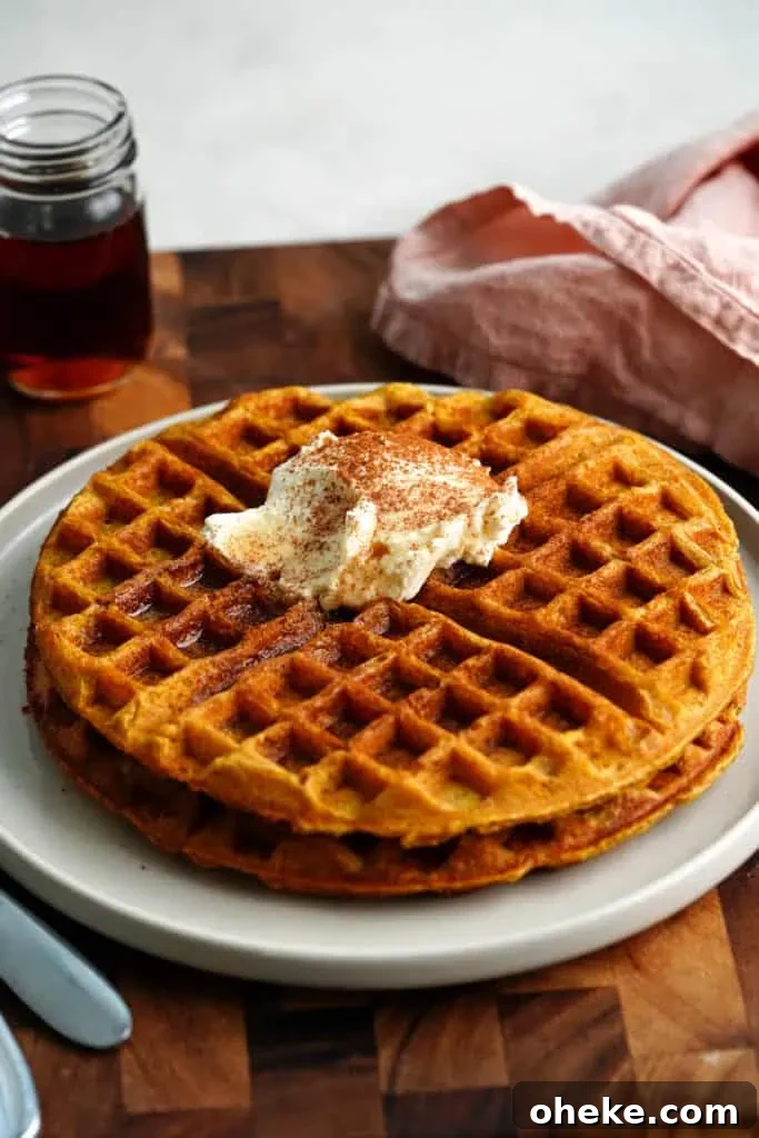 Buttermilk pumpkin spice waffles.