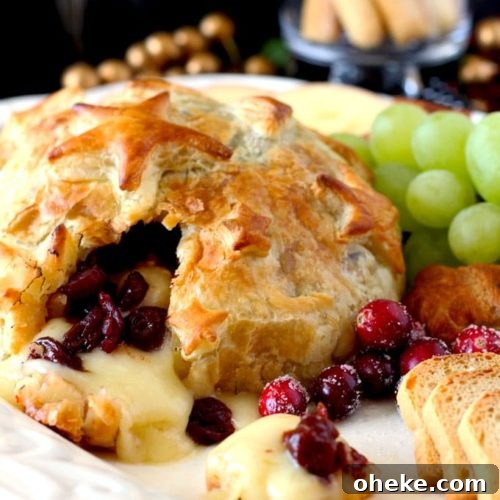 Baked Brie en Croûte with Cranberries and Puff Pastry 7 Quick, easy, luxurious and totally scrumptious. This Brie and Cranberries Baked in Puff Pastry is the perfect appetizer for the holiday season!