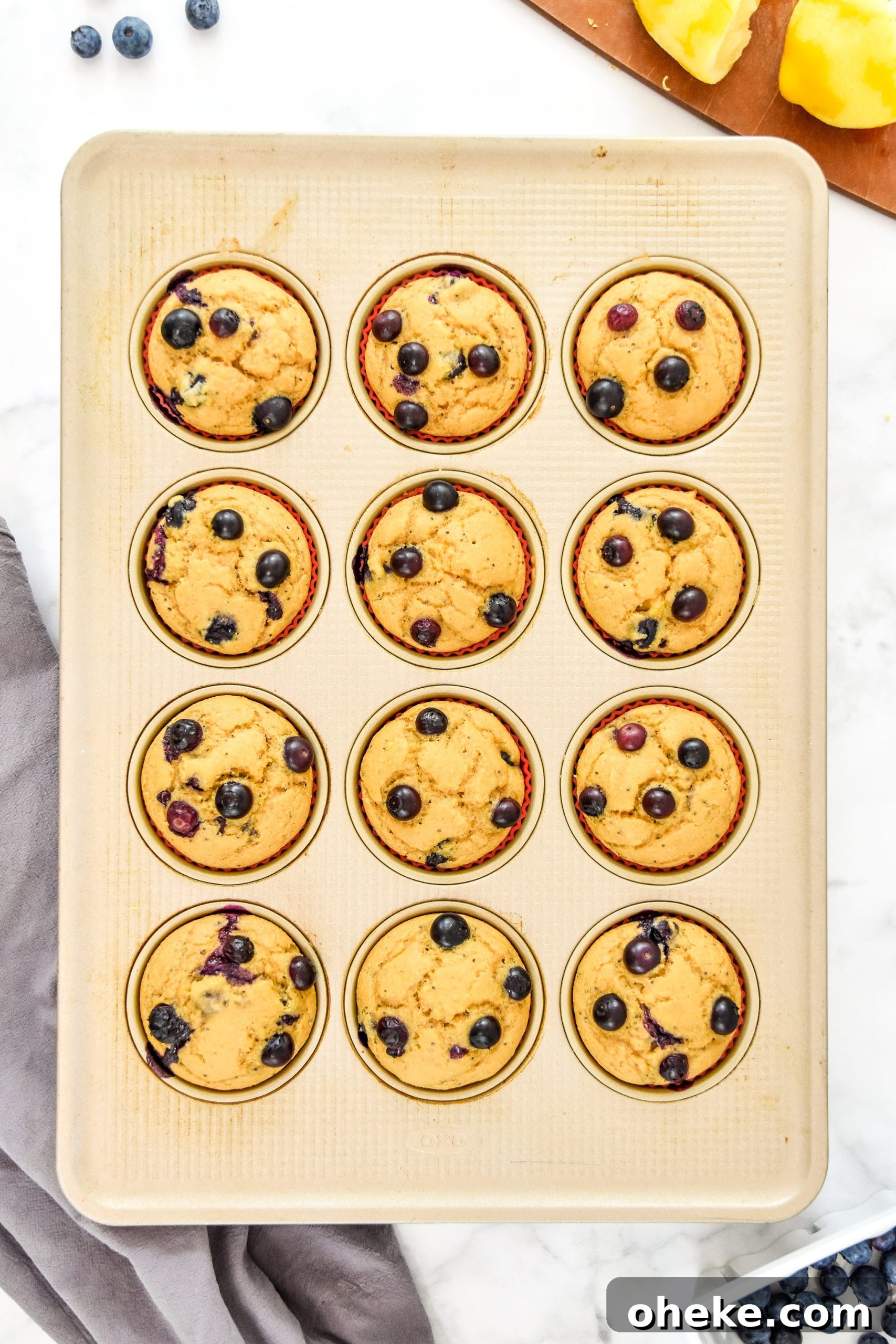 cooked blueberry lemon pancake mix muffins.