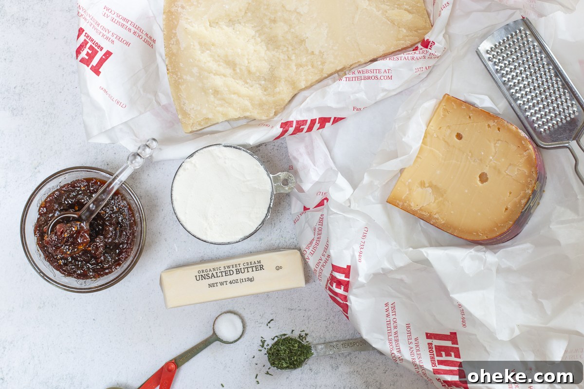 Tomato Jam Linzer Thins: Savory Cheese Shortbread Cookies 4 Ingredients for Savory Cheese Shortbread with Tomato Jam
