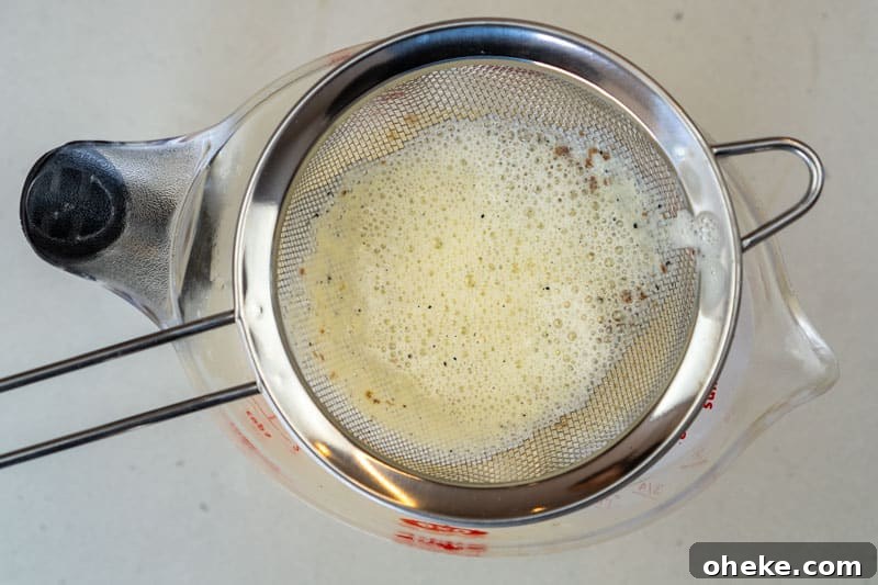 Straining the custard