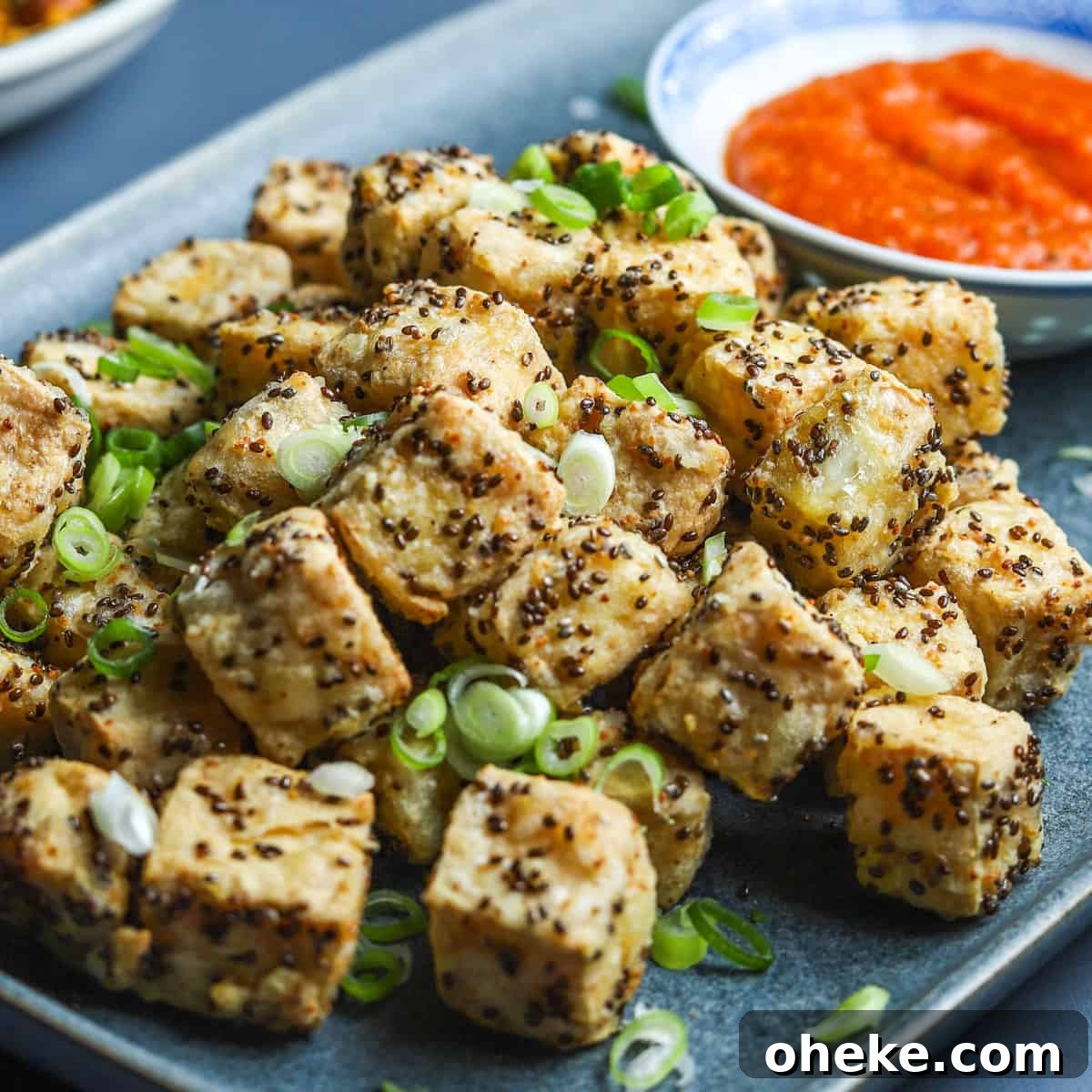 Crispy Air Fryer Tofu with Chia Seeds