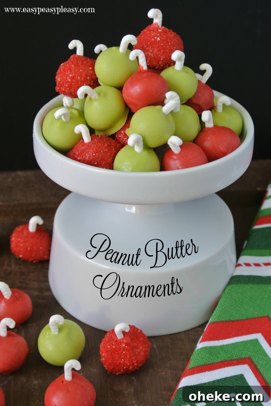 Easy 3 Ingredient Peanut Butter Ornaments are the perfect Christmas treat!