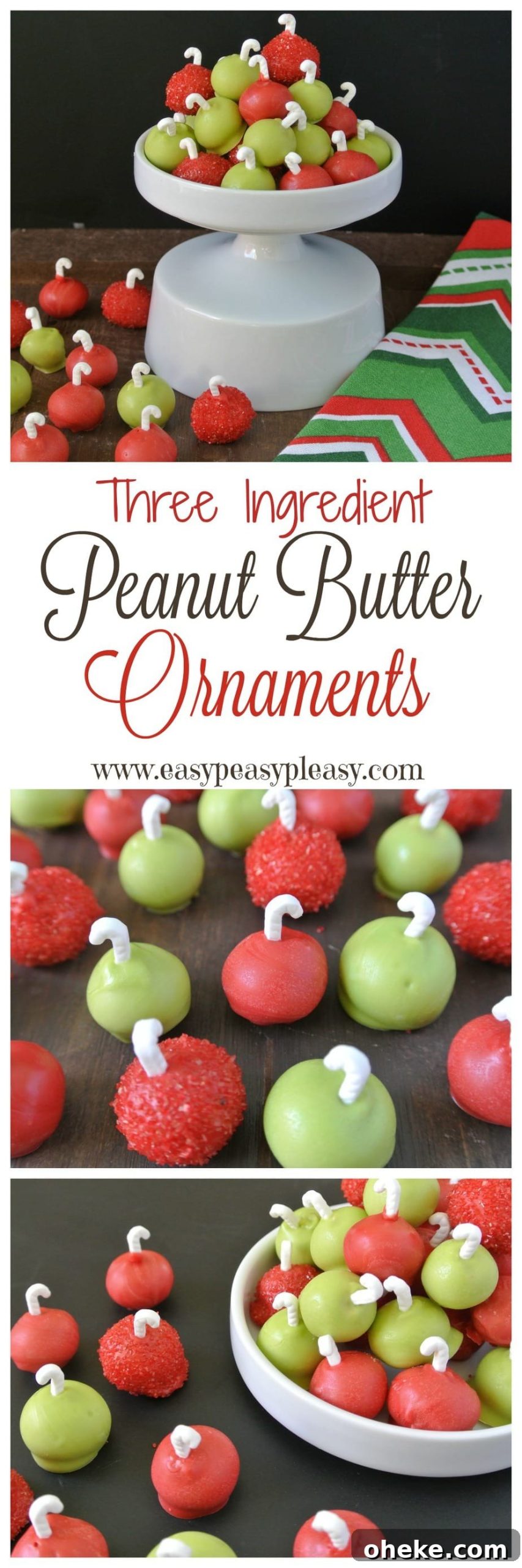Easy 3 Ingredient Peanut Butter Ornaments are the perfect sweet treat to make for Christmas!
