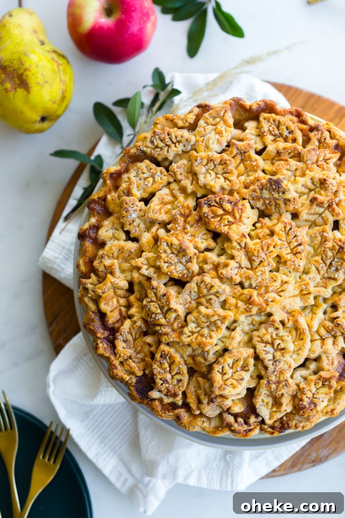 Apple Pear Gruyere Pie - closeup