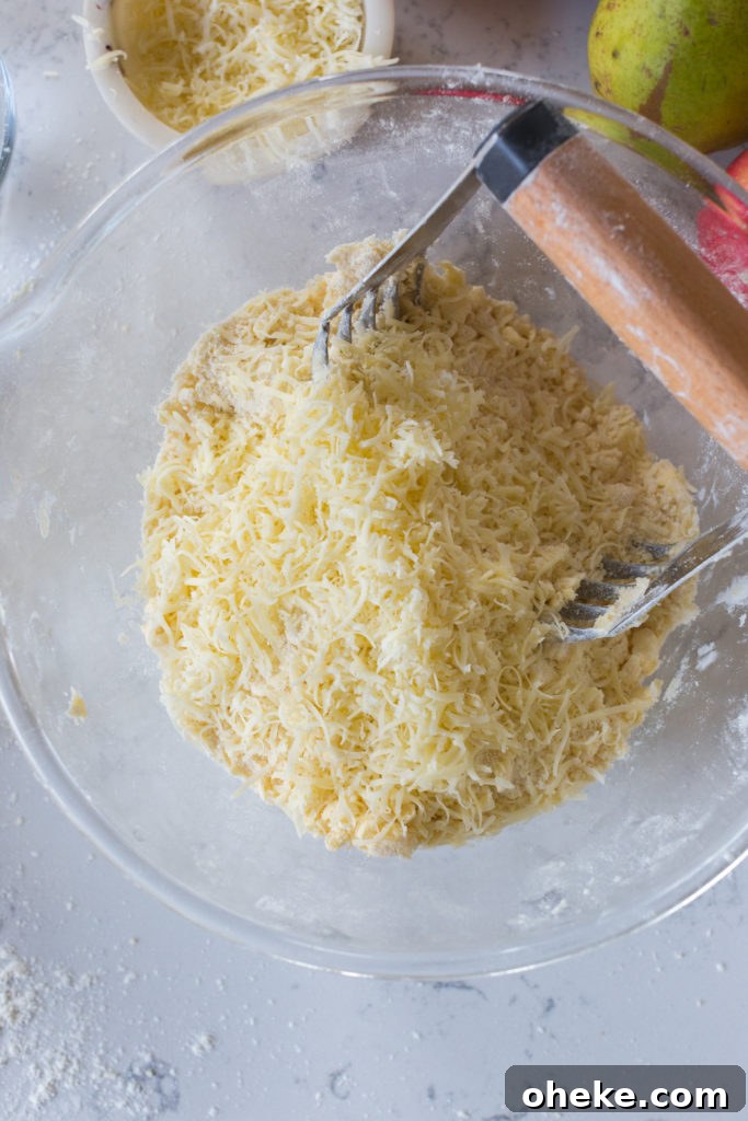 Apple Pear Gruyere Pie - adding Gruyere cheese to pie dough