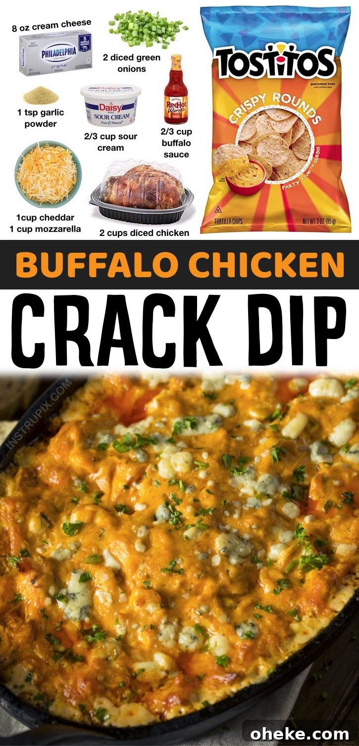 Ultimate Buffalo Chicken Dip Recipe That Everyone Will Love 11 Party Food Ideas For Adults | Entertaining isn't easy, especially when you're trying to impress your guests with delicious yet quick party appetizers. You won't believe how simple this chip dip is to make with just a few ingredients. Just bake in the oven, and you've got one of the best appetizers you'll ever make! A real crowd pleaser especially for Football Sunday, game day, birthdays, Father's day, holidays or any special occasion. Serve warm with tortilla chips, celery or bread. So yummy!