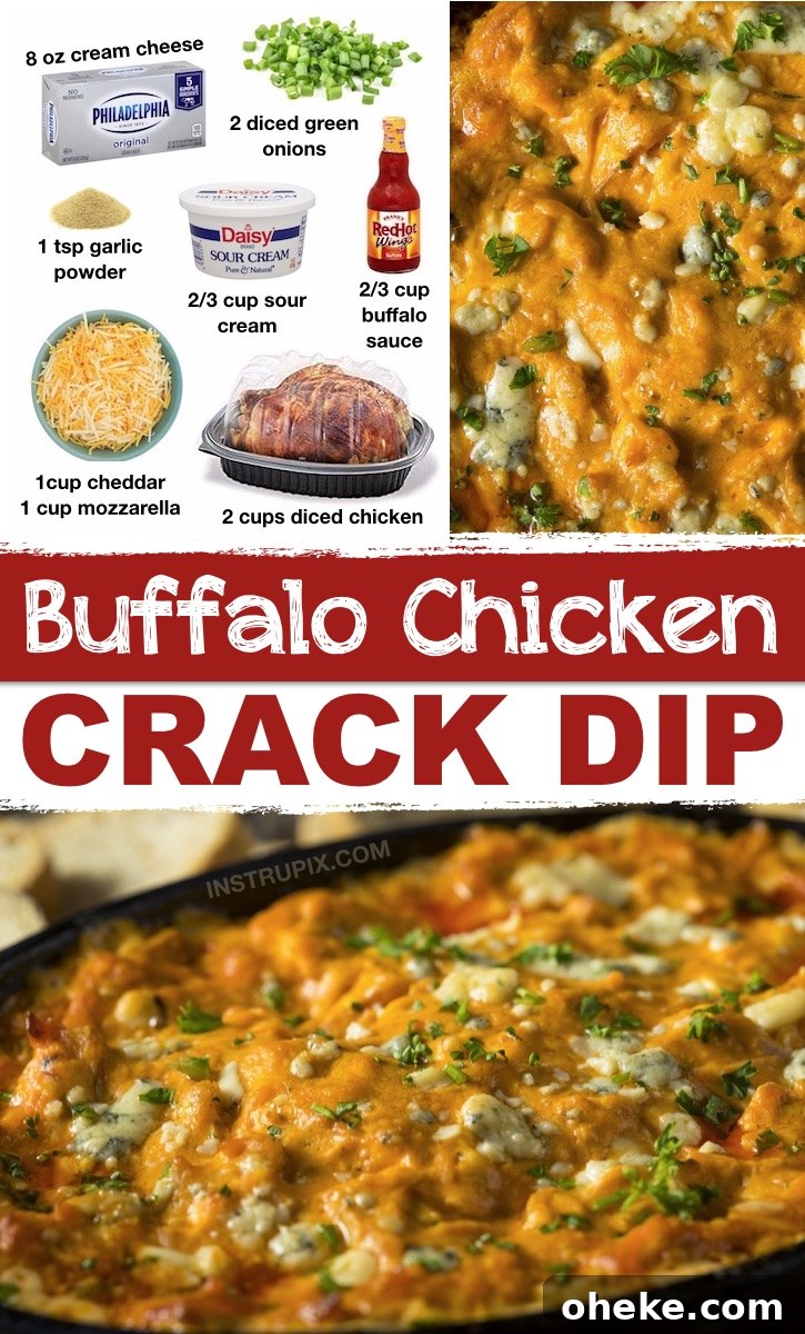 Ultimate Buffalo Chicken Dip Recipe That Everyone Will Love 12 Quick and easy buffalo chicken dip! The BEST low carb and keto party appetizer idea. #buffalochicken #instrupix