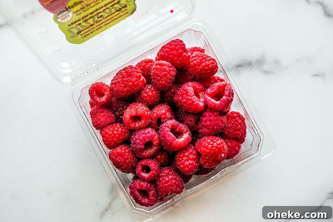Fresh raspberries.