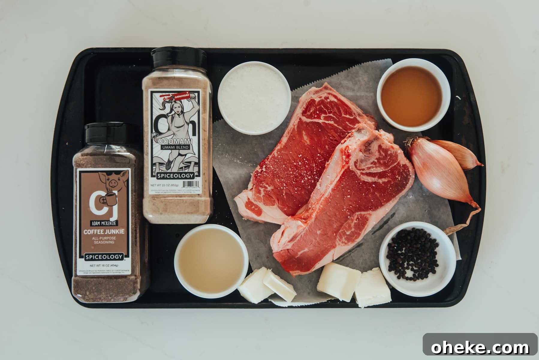 Ingredients prepped on a tray.