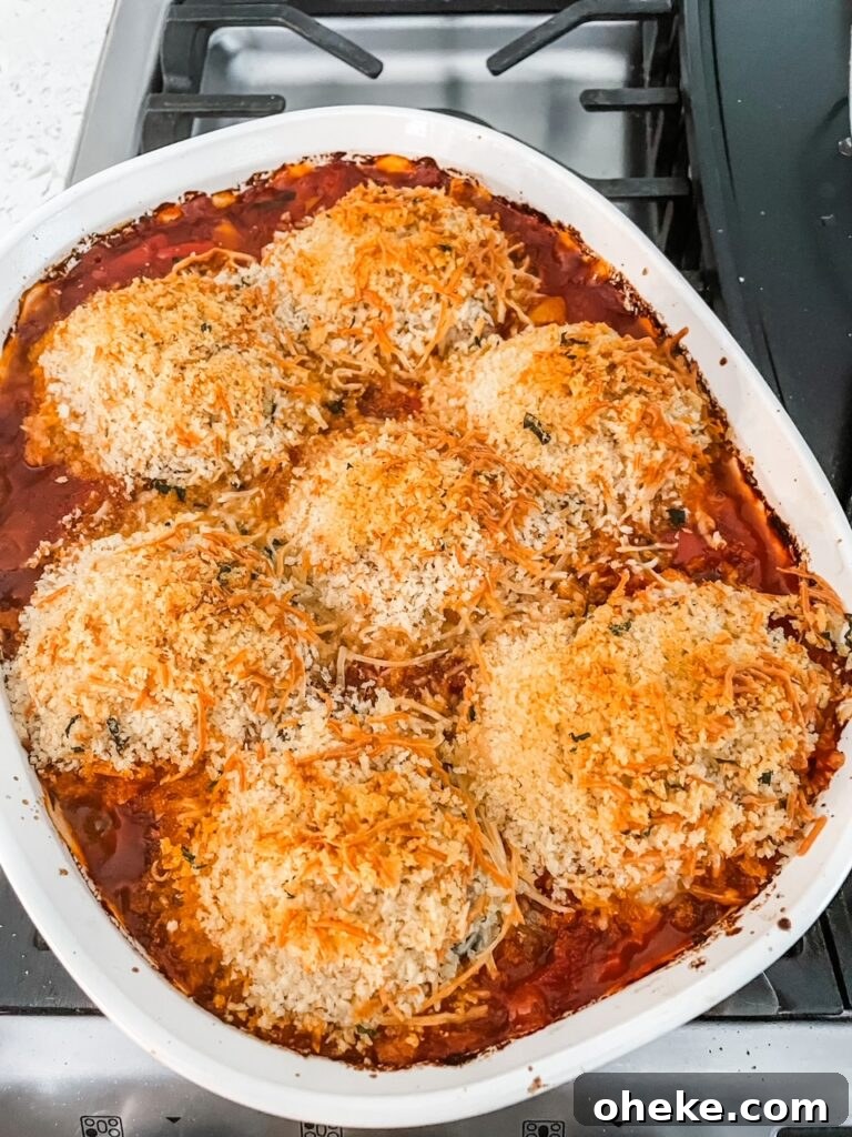 Quick Chicken Parmesan Casserole for Weeknight Dinners 2 The finished Weeknight Chicken Parmesan Casserole