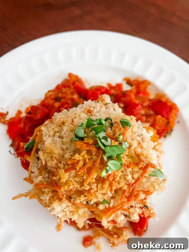 Quick Chicken Parmesan Casserole for Weeknight Dinners 3 The plated Weeknight Chicken Parmesan Casserole