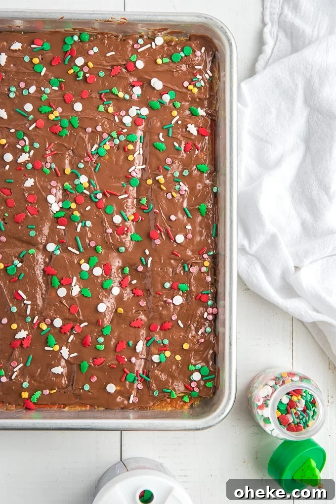 holiday sprinkles topped christmas crack