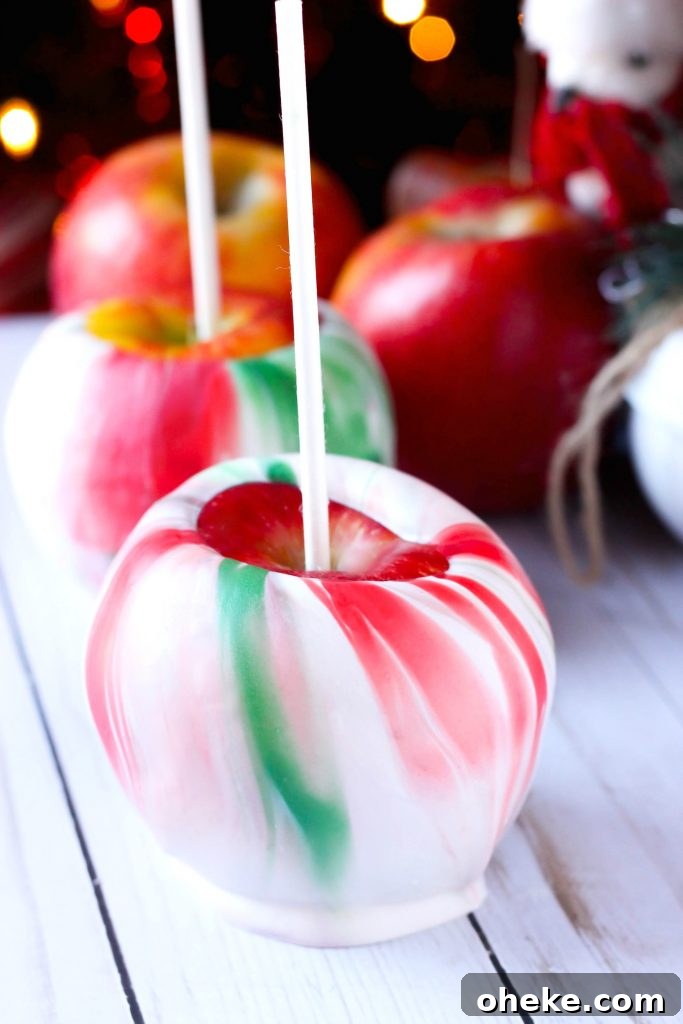 Marbled dipped apple setting on parchment