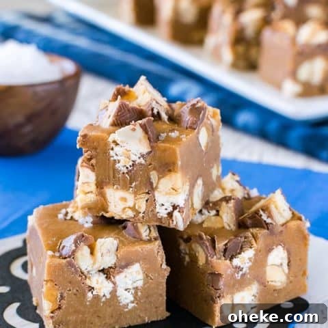 Salted Caramel Snickers Fudge
