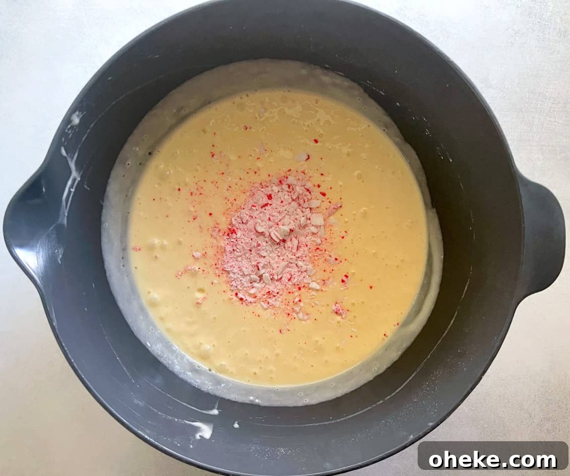 cake batter with peppermint bits.