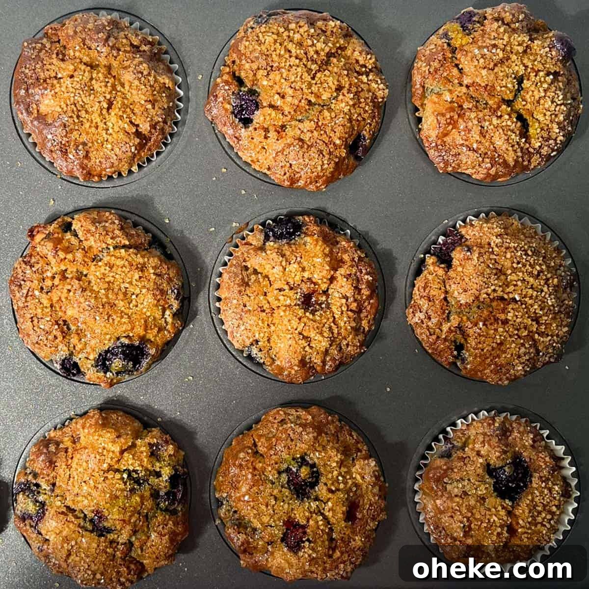 Moist Buttermilk Blueberry Muffins Recipe for Perfect Muffins 12 Baked buttermilk blueberry muffins.